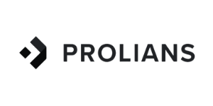 Logo de l'entreprise Prolians, avec un symbole géométrique et le texte "Prolians" en noir.